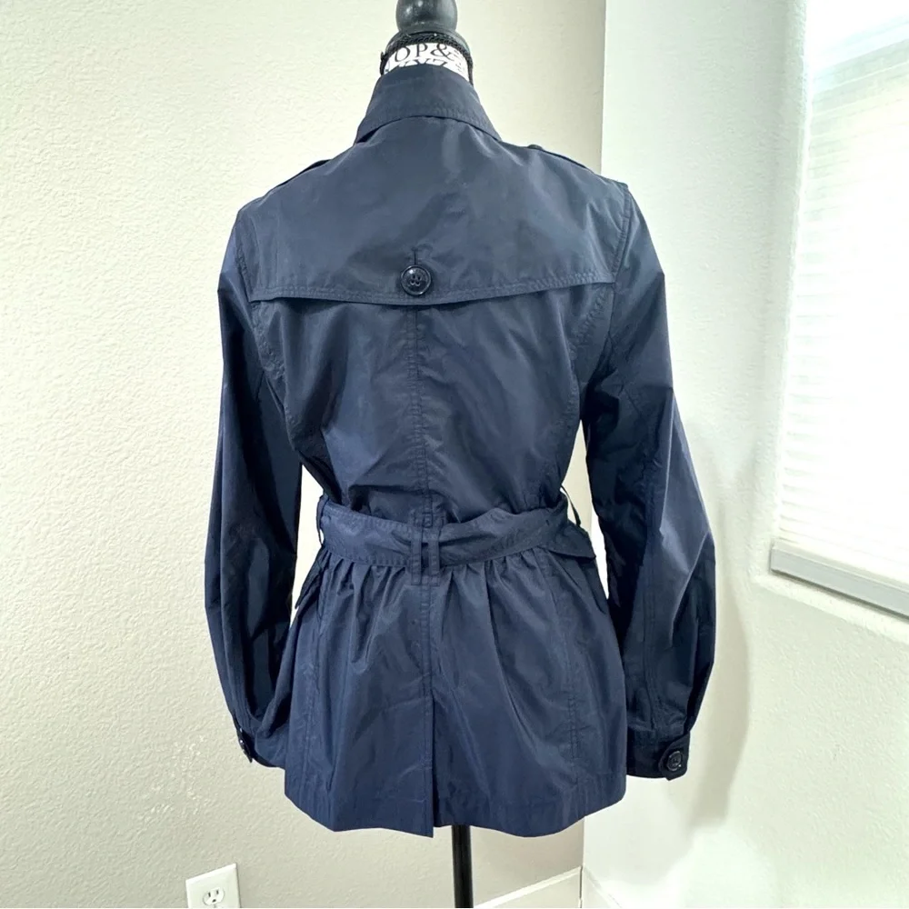 Burberry Brit Navy Belted Short Trench Coat - Picture 10 of 12